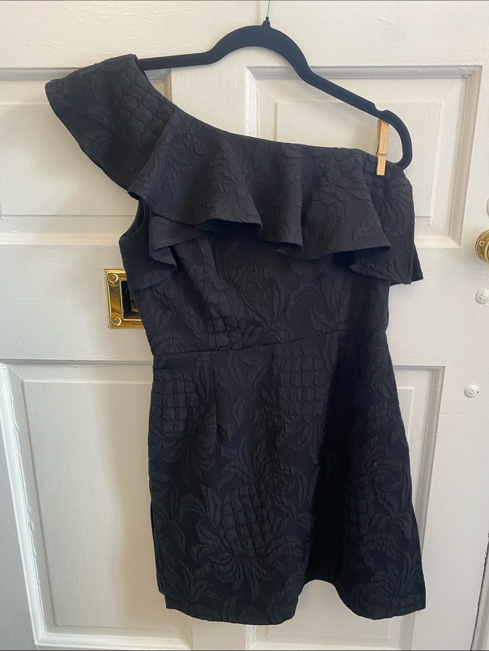 Lilly Pulitzer cutest black romper One-Shoulder Textured Black Ruffle
